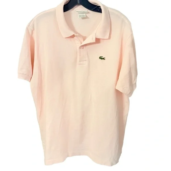 Lacoste Chemise RARE Men's Polo Shirt Mens Pink Cotton Made in France Sz 6 (XL) - Picture 1 of 9